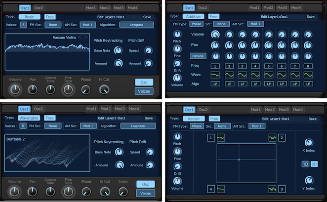 SynthMasterのオシレーター一覧