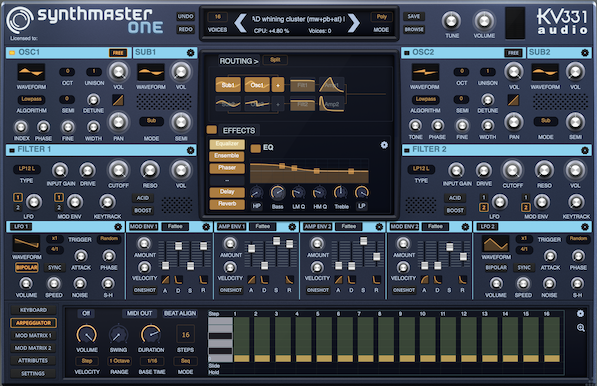 kv331 SynthMaster  Oneの操作画面