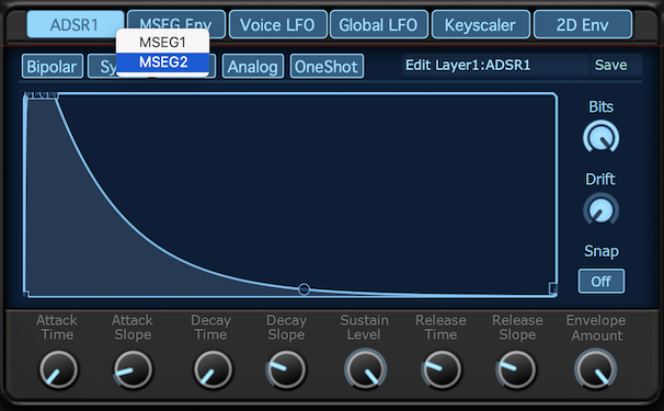 KV331 SynthMasterのモジュレーションソースの設定画面