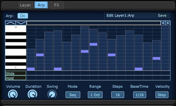 SynthMasterのアルペジエーター画面