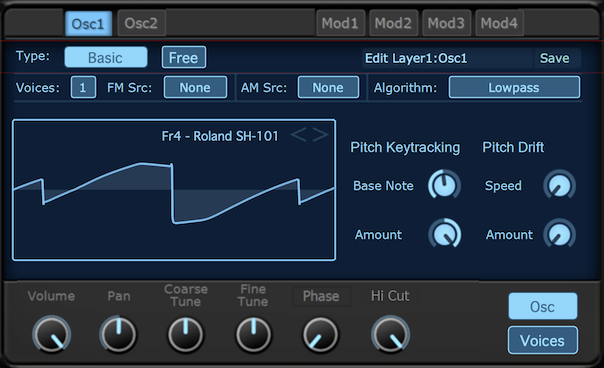 KV331 SynthMaster SH-101のノコギリ波