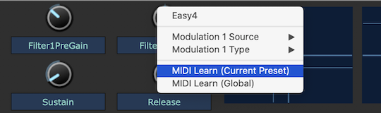 イージーパラメータにMIDI CC情報をアサインする