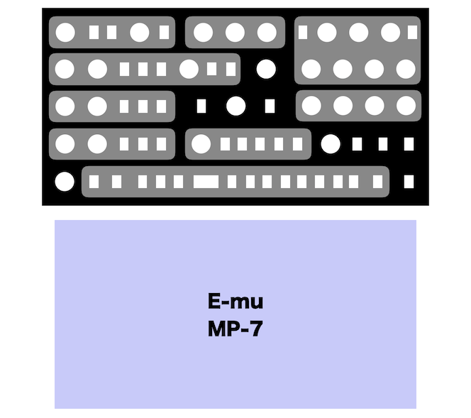 Prophet-5 DesktopとE-mu MP-7のサイズ比較