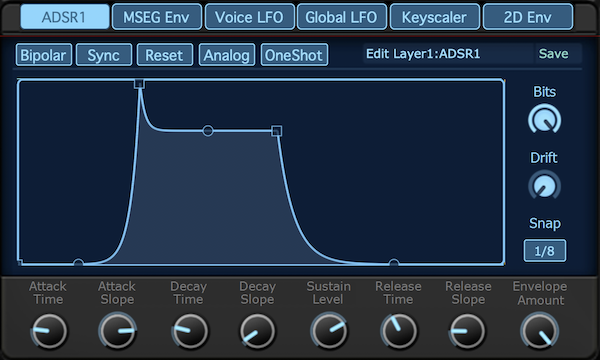 SynthMasterのデジタルエンベロープジェネレーター